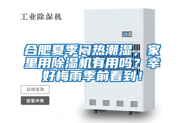 合肥夏季悶熱潮濕，家里用除濕機有用嗎？幸好梅雨季前看到！