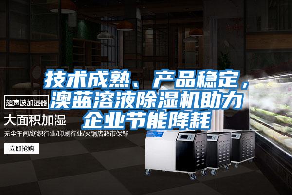技術成熟、產品穩定,澳藍溶液除濕機助力企業節能降耗